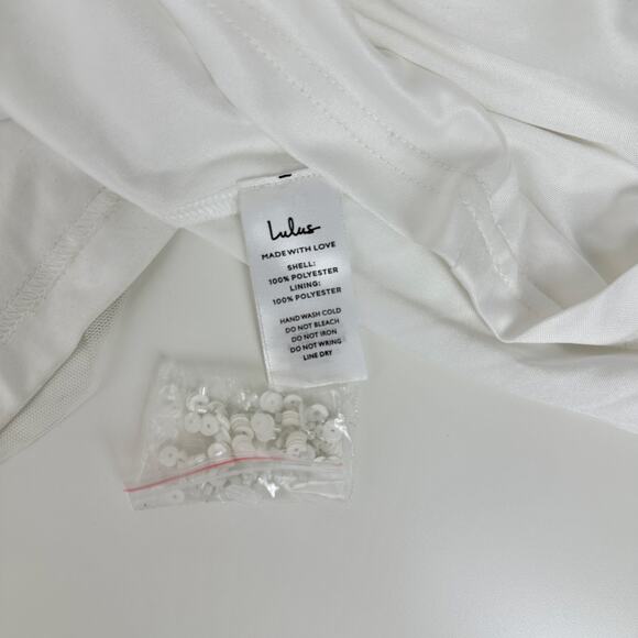 Lulus Everlasting Passion White Sequin Beaded Backless Maxi Dress Wedding S NWT - Picture 14 of 15